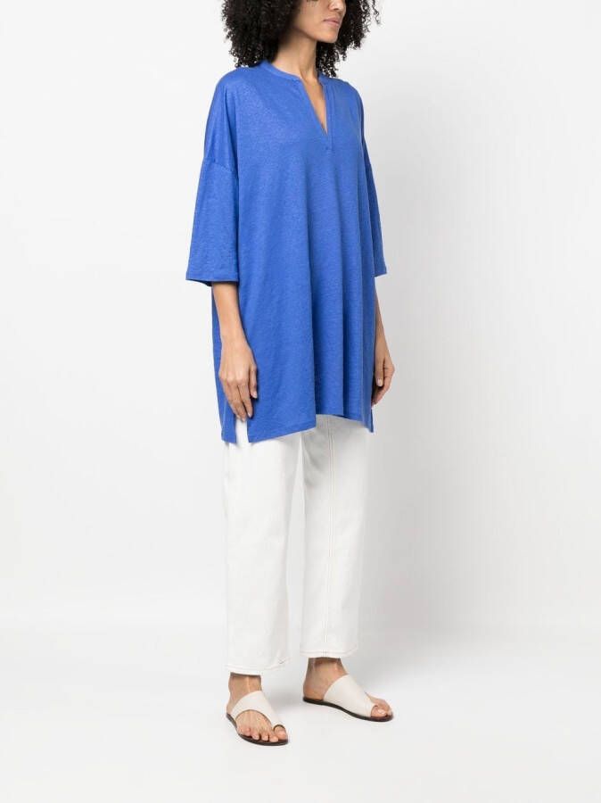 Majestic Filatures Top met cropped mouwen Blauw