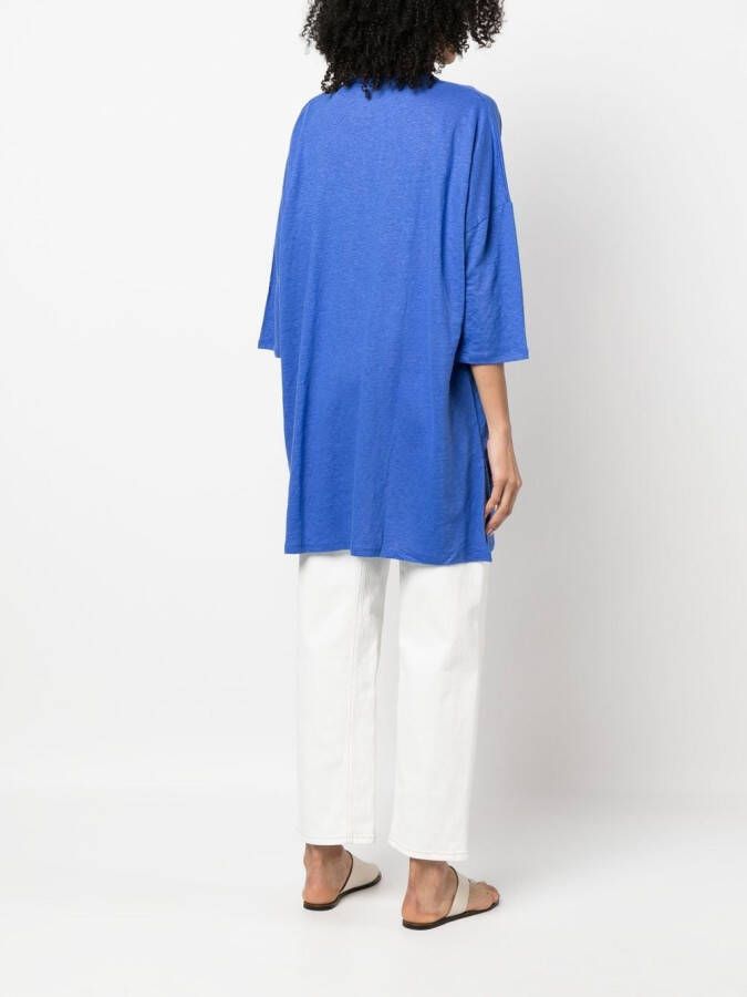 Majestic Filatures Top met cropped mouwen Blauw