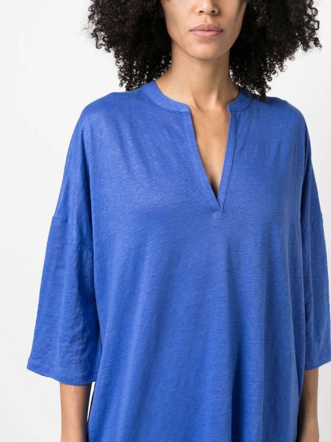 Majestic Filatures Top met cropped mouwen Blauw