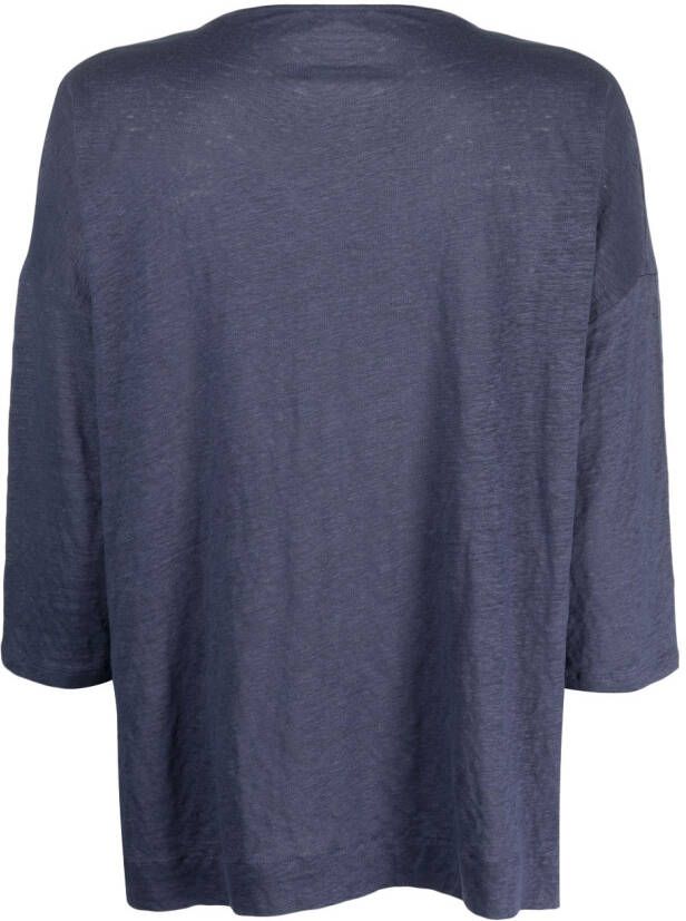 Majestic Filatures Top met cropped mouwen Blauw