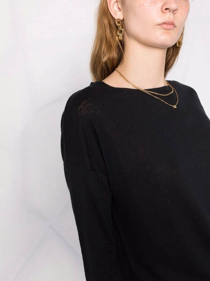 Majestic Filatures Top met cropped mouwen Zwart