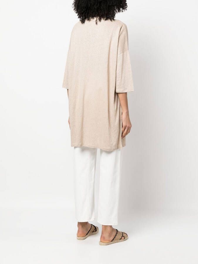 Majestic Filatures Tuniek met cropped mouwen Beige