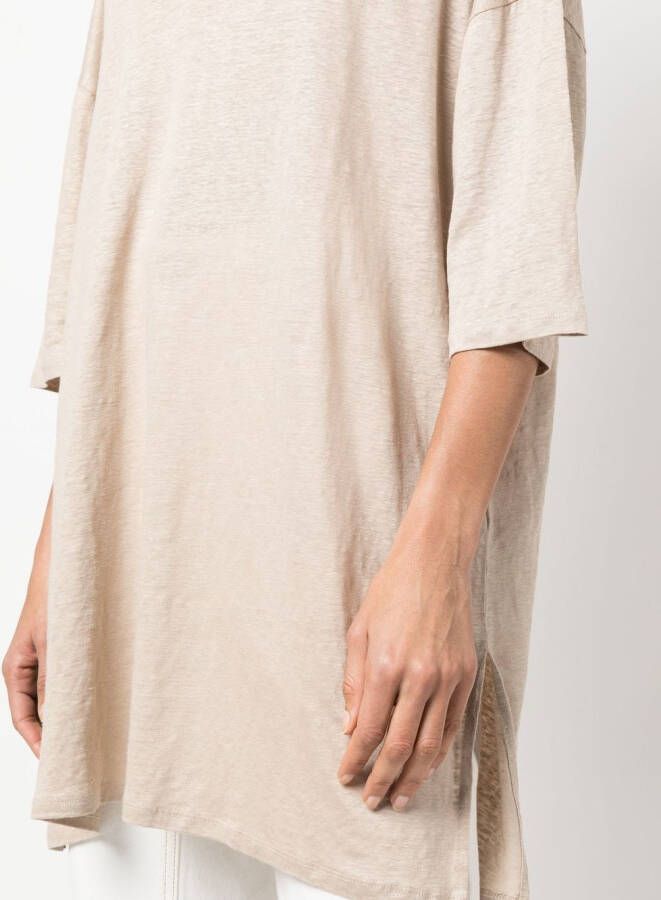 Majestic Filatures Tuniek met cropped mouwen Beige