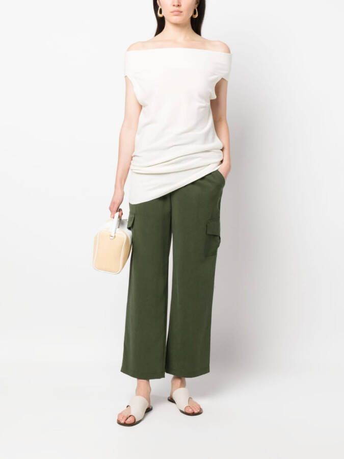 Malo off-shoulder knitted top Wit
