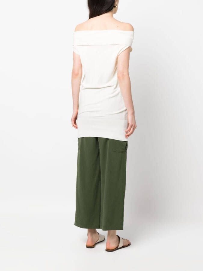 Malo off-shoulder knitted top Wit