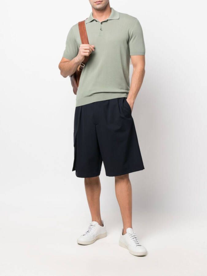Malo Fijngebreid poloshirt Groen