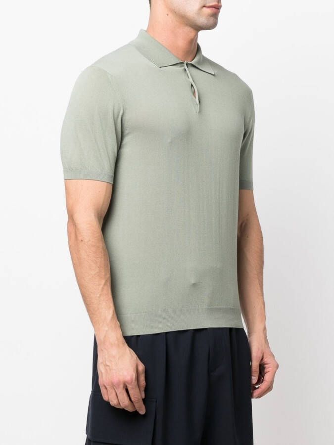 Malo Fijngebreid poloshirt Groen
