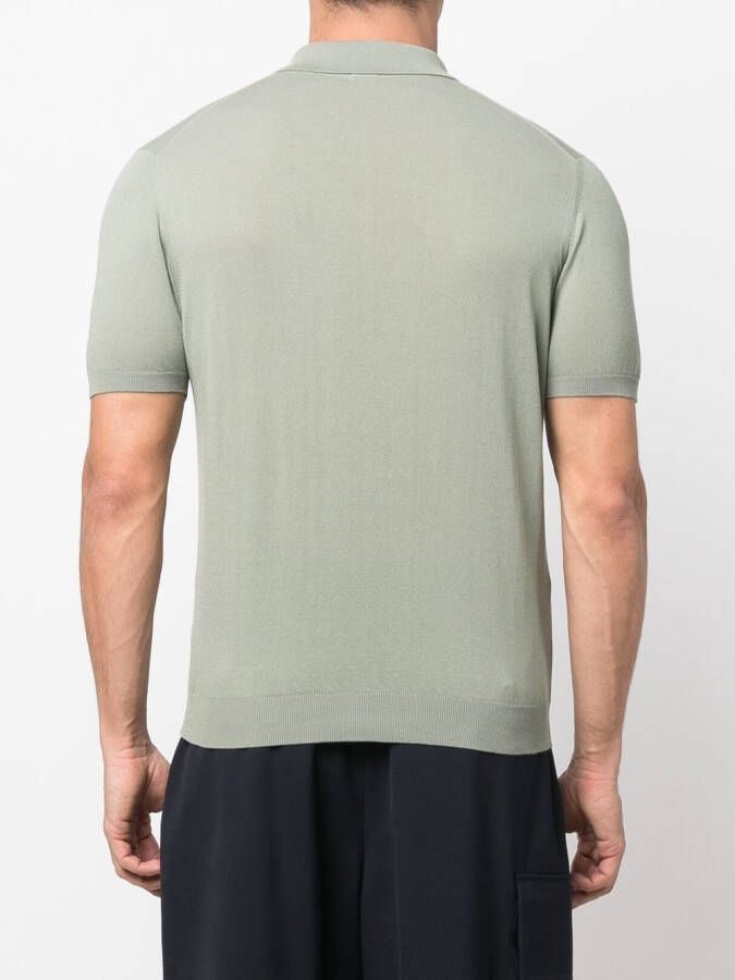 Malo Fijngebreid poloshirt Groen