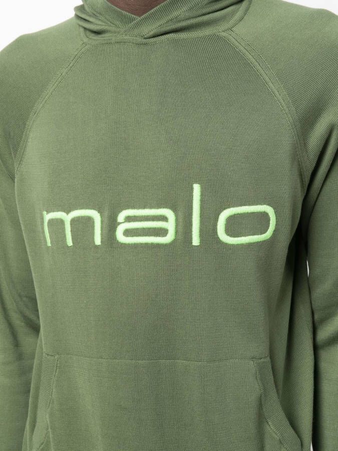 Malo Sweater met logoprint Groen