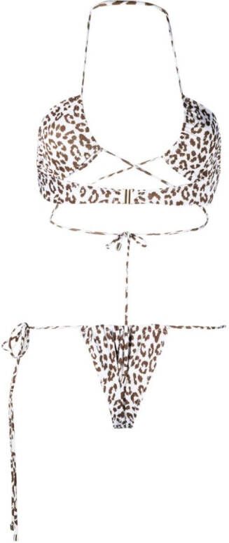 Manokhi Bikini met luipaardprint Wit