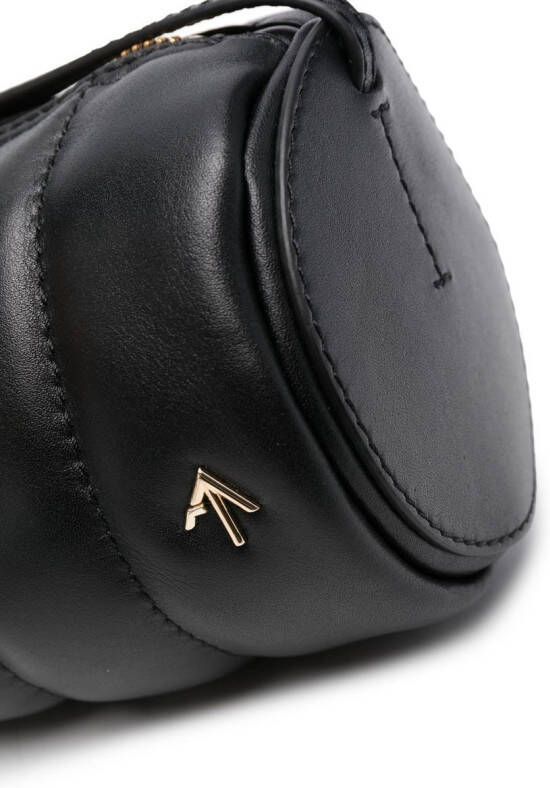 Manu Atelier Cylinder schoudertas met logoplakkaat Zwart