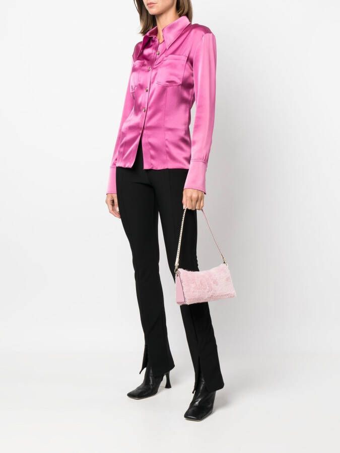 Manu Atelier Prism schoudertas van imitatiebont Roze