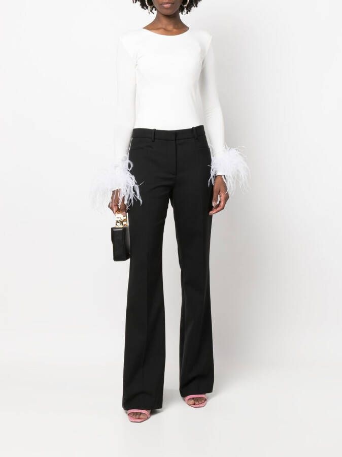 MANURI Blouse met veren afwerking Wit