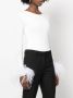 MANURI Blouse met veren afwerking Wit - Thumbnail 3