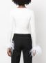 MANURI Blouse met veren afwerking Wit - Thumbnail 4