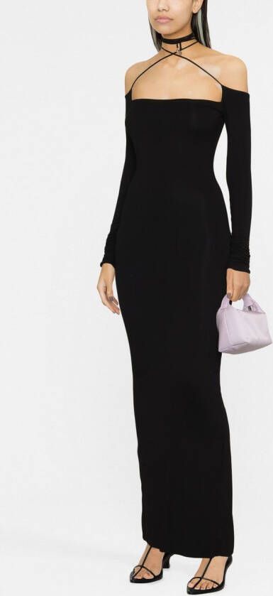 MANURI Getailleerde maxi-jurk Zwart