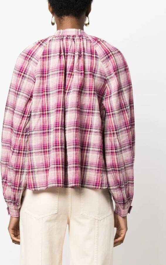 MARANT ÉTOILE Blandine checked cotton-blend shirt Roze