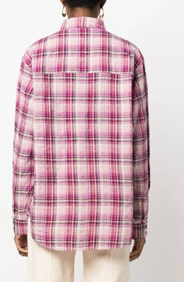 MARANT ÉTOILE Lony checked cotton-blend shirt Roze