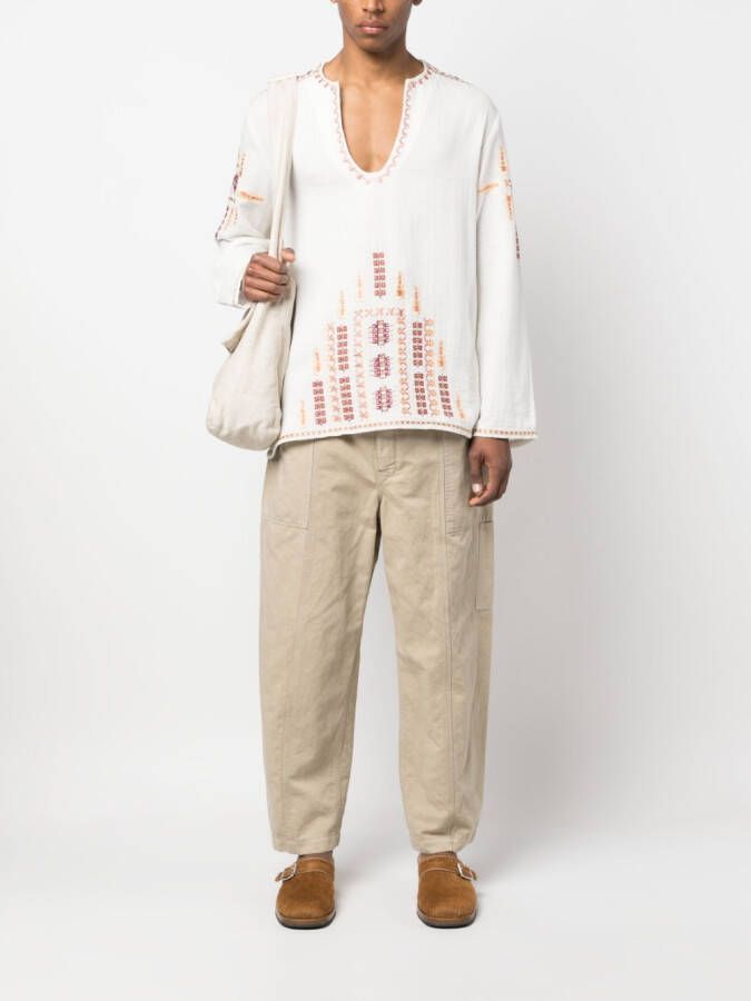 MARANT Overhemd met geometrisch borduurwerk Wit