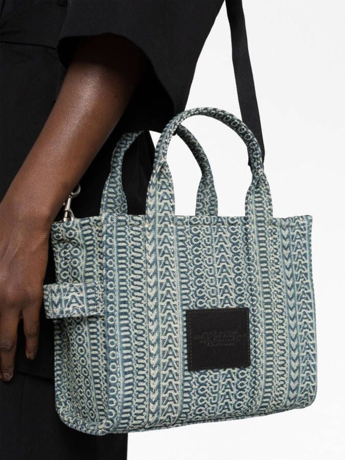 Marc Jacobs The Washed Monogram kleine shopper Blauw