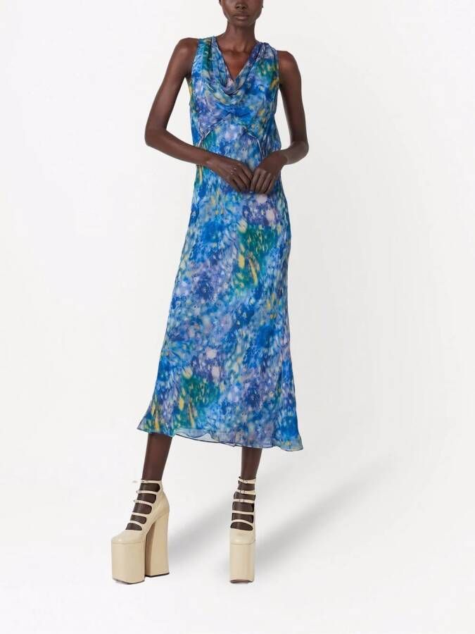 Marc Jacobs Midi-jurk met bloemenprint Blauw