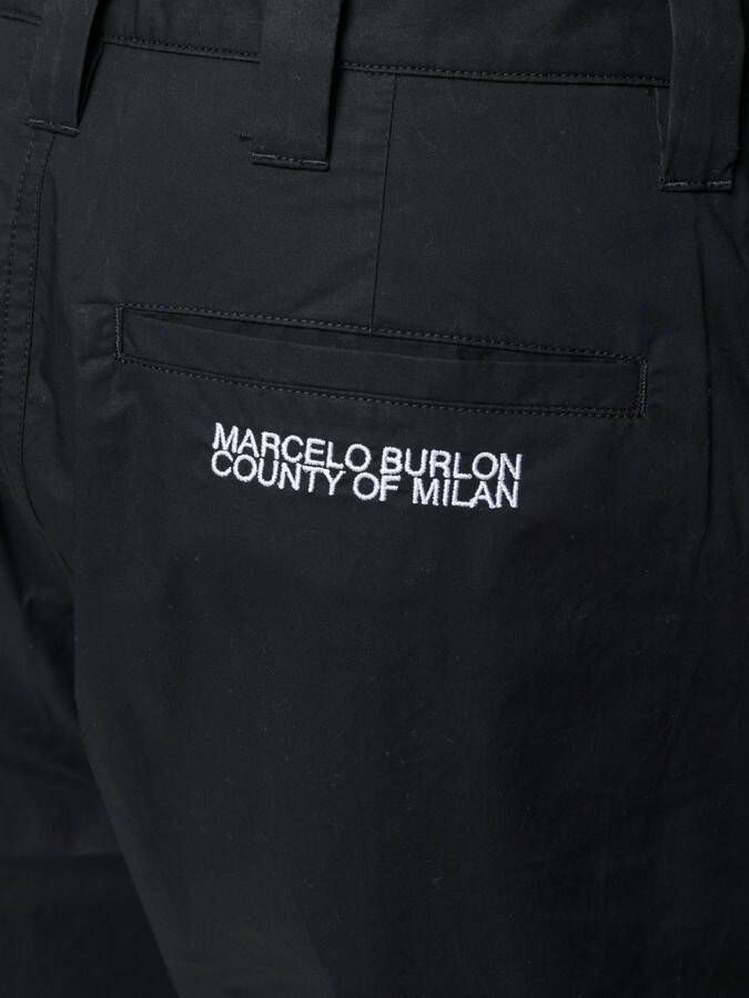 Marcelo Burlon County of Milan Broek met geborduurd logo Zwart