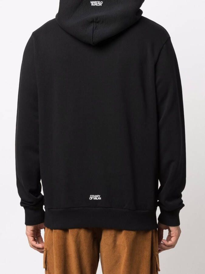 Marcelo Burlon County of Milan Hoodie met geborduurd logo Zwart
