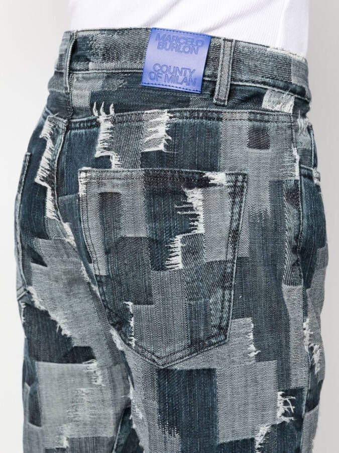 Marcelo Burlon County of Milan Jeans met patchwork Blauw