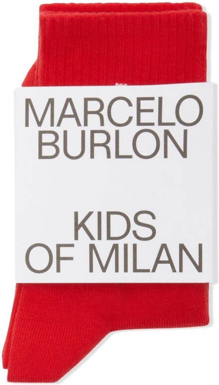 Marcelo Burlon County Of Milan Kids Enkelsokken met logoprint Rood