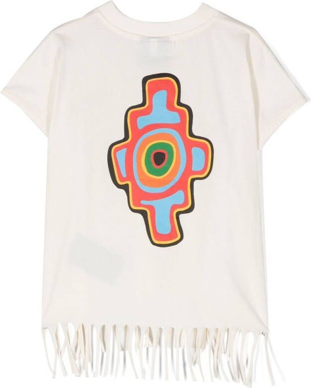 Marcelo Burlon County Of Milan Kids T-shirt met franje Beige