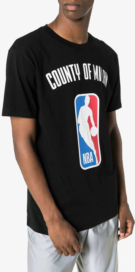 Marcelo Burlon County of Milan T-shirt met geribbelde hals en NBA print Zwart