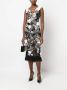 Marchesa Midi-jurk met bloemenpatch Zwart - Thumbnail 2