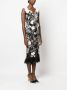 Marchesa Midi-jurk met bloemenpatch Zwart - Thumbnail 3