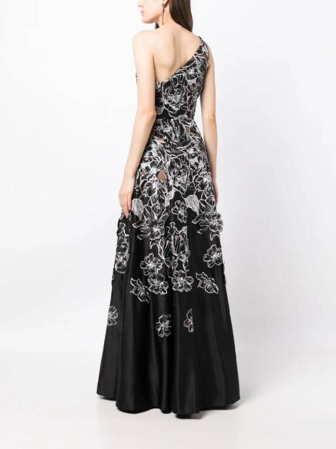 Marchesa Notte Asymmetrische jurk Zwart