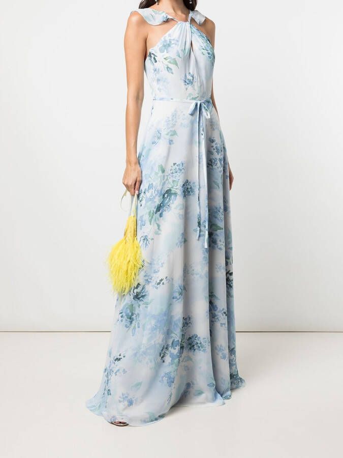 Marchesa Notte Bridesmaids Avondjurk met bloemenprint Blauw