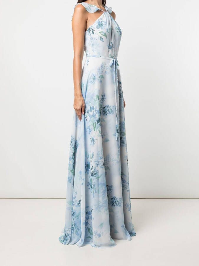 Marchesa Notte Bridesmaids Avondjurk met bloemenprint Blauw