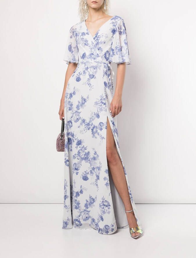 Marchesa Notte Bridesmaids Maxi-jurk met bloemenprint Blauw