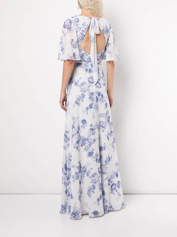 Marchesa Notte Bridesmaids Maxi-jurk met bloemenprint Blauw