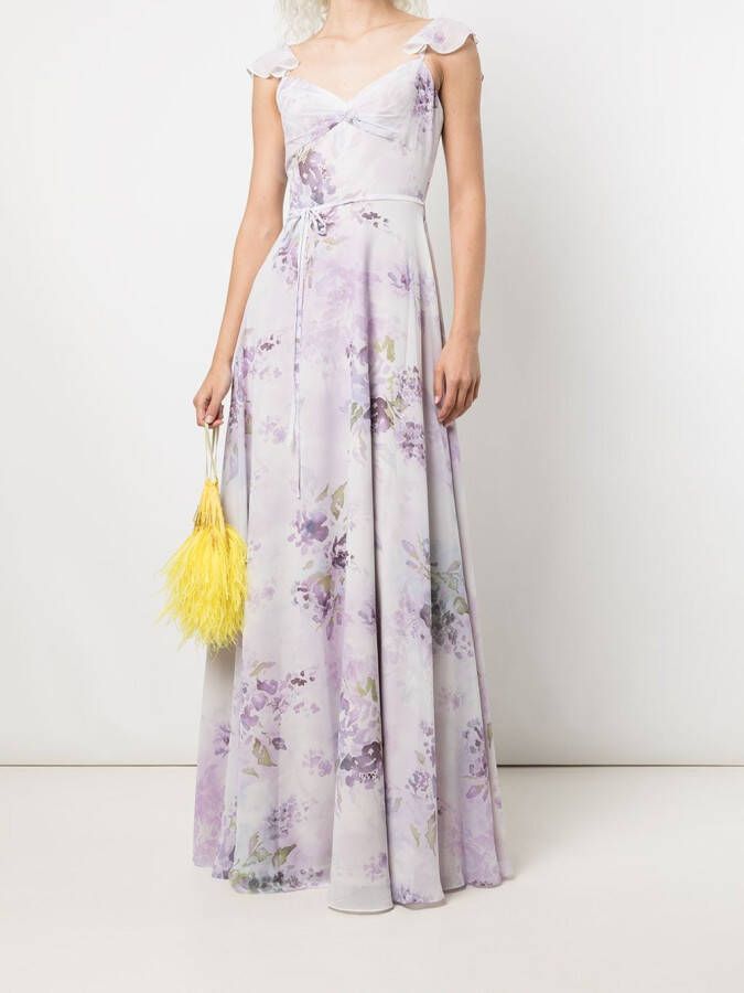 Marchesa Notte Bridesmaids Maxi-jurk met bloemenprint Wit