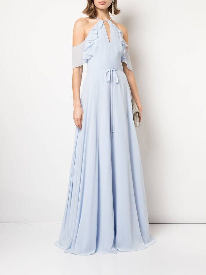 Marchesa Notte Bridesmaids Maxi-jurk met open schouders Blauw