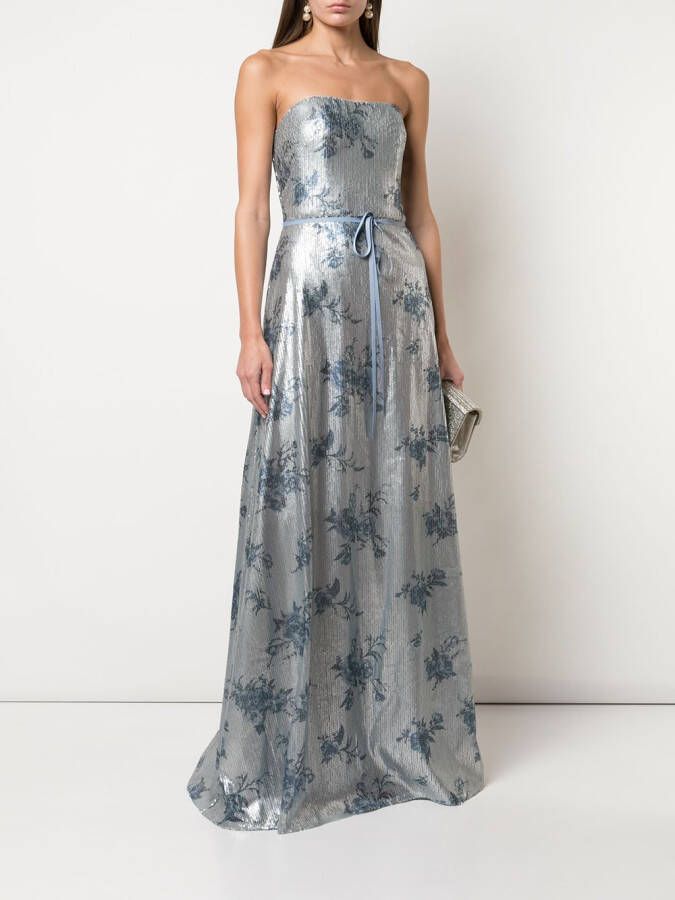 Marchesa Notte Bridesmaids Strapless mini-jurk Blauw