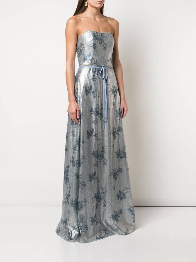 Marchesa Notte Bridesmaids Strapless mini-jurk Blauw