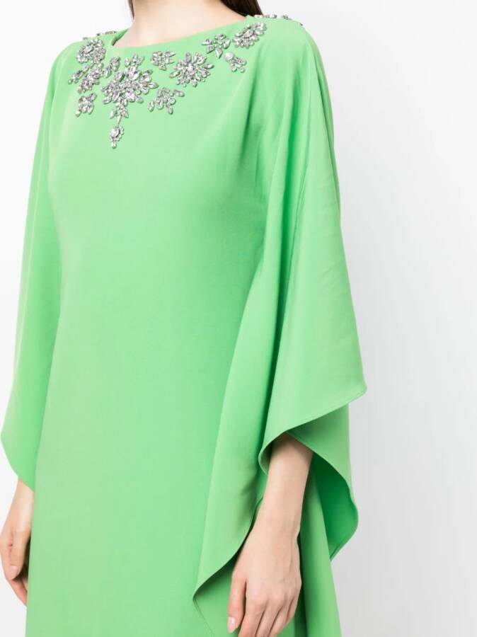 Marchesa Notte crystal-embellished long-sleeve maxi dress Groen