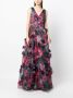 Marchesa Notte Maxi-jurk met bloemenprint Rood - Thumbnail 2