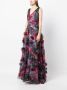 Marchesa Notte Maxi-jurk met bloemenprint Rood - Thumbnail 3