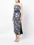 Marchesa Notte Midi-jurk met bloemenkant Blauw - Thumbnail 4