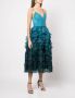 Marchesa Notte Midi-jurk met ruches Blauw - Thumbnail 3