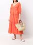 Marchesa Notte Midi-jurk met V-hals Oranje - Thumbnail 2