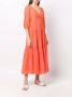 Marchesa Notte Midi-jurk met V-hals Oranje - Thumbnail 3