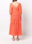 Marchesa Notte Midi-jurk met V-hals Oranje - Thumbnail 4